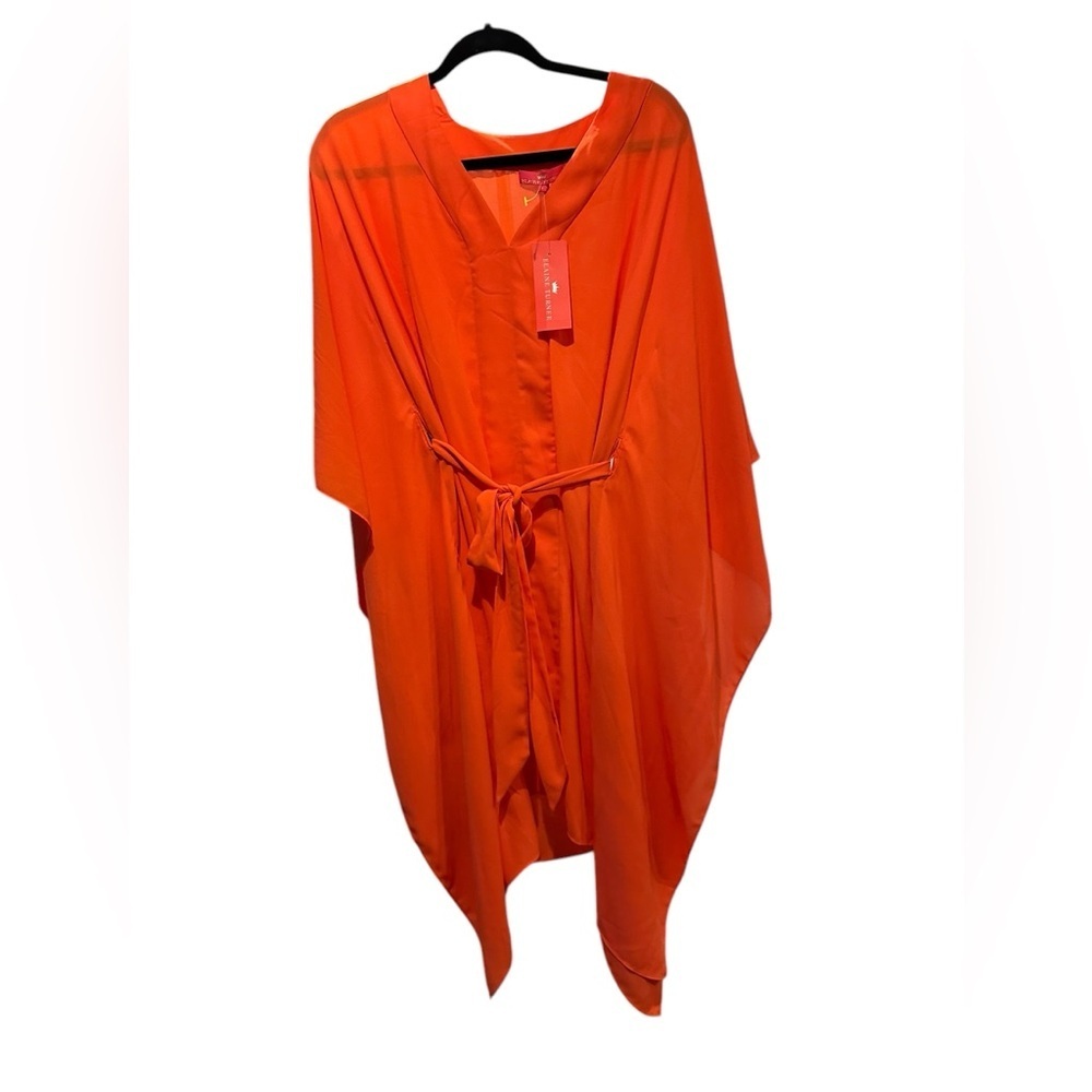Elaine Turner Larissa Coral Kaftan Dress Size M